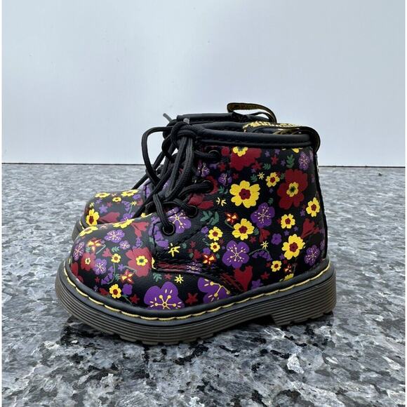 Dr Martens Toddler Girls Size 4 Brooklee B Floral Lace Up Side Zip Boots - Picture 3 of 8